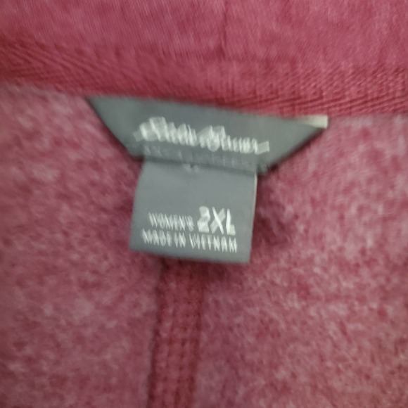 Eddie Bauer Camp Fleece Cardigan 2X Burgundy Soft Open Cozy Layering Casual Long - Picture 4 of 15
